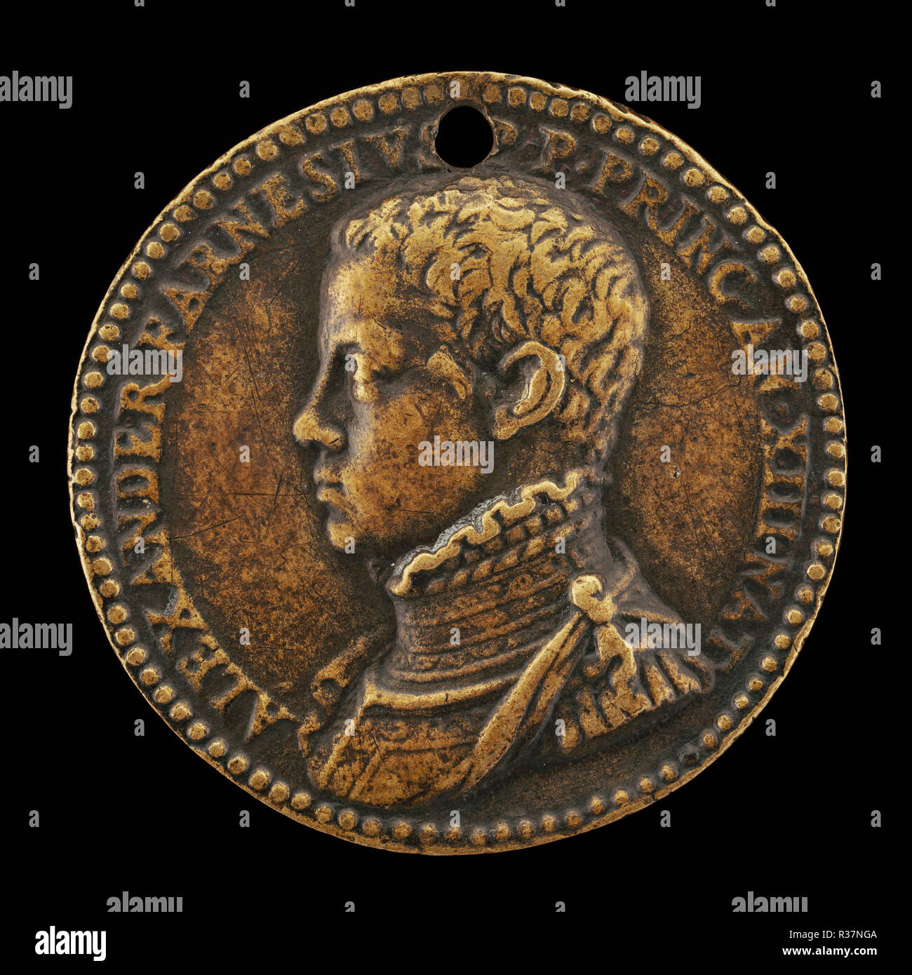 Alessandro Farnese, 1545-1592, 3e duc de Parme et Plaisance 1586. En date du : probablement 1558. Dimensions : hors tout (diamètre) : 3,72 cm (1 7/16 po) Poids brut : 12,04 g (0,027 lb.). Technique : bronze. Musée : National Gallery of Art, Washington DC. Auteur : attribué à Gianpaolo Poggini. Banque D'Images Alessandro Farnese, 1545-1592, 3e duc de Parme et Plaisance 1586. En date du : probablement 1558. Dimensions : hors tout (diamètre) : 3,72 cm (1 7/16 po) Poids brut : 12,04 g (0,027 lb.). Technique : bronze. Musée : National Gallery of Art, Washington DC. Auteur : attribué à Gianpaolo Poggini. Banque D'Images