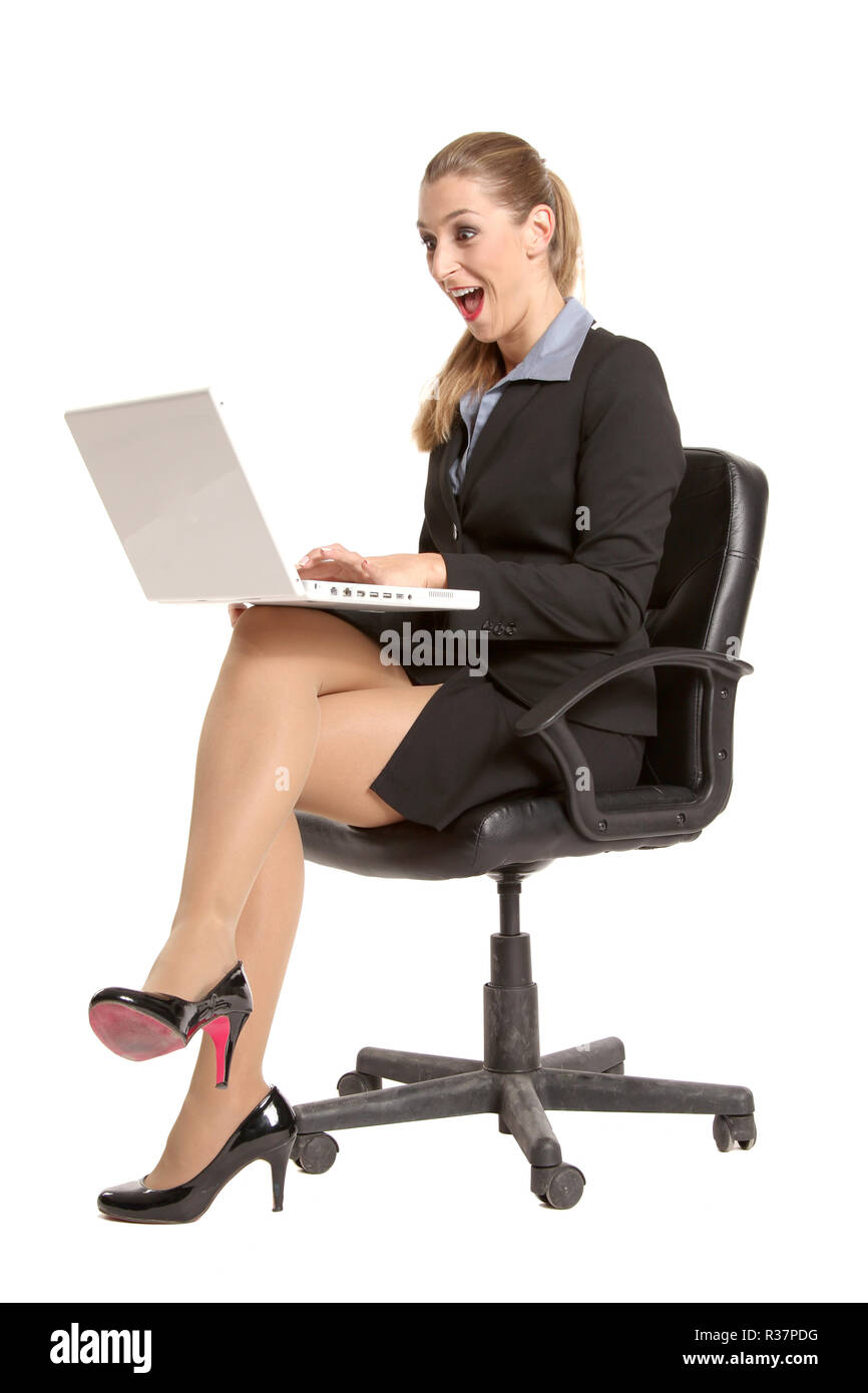 Businesswoman at laptop Banque D'Images