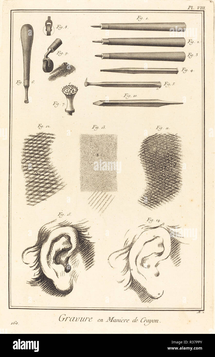 Gravure en maniere de Crayon : pl. VIII. En date du : 1771/1779. Dimensions : 35,4 x 22,7 plaque : 13 cm (8 15/16 x 15/16 in.) : 40,2 x 26,3 Fiche cm (15 13/16 x 10 3/8 in.). Technique : gravure et gravure manière-crayon sur papier vergé. Musée : National Gallery of Art, Washington DC. Auteur : Antonio Baratta après A. -J. de Fehrt. Banque D'Images