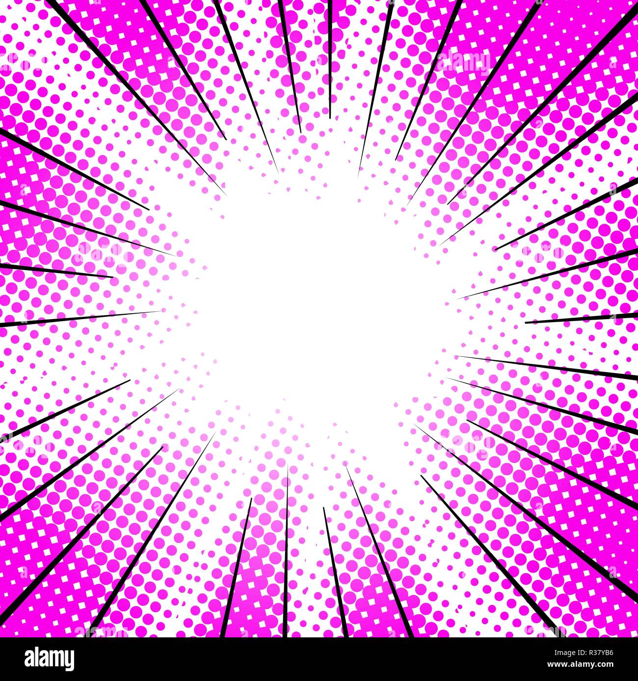Mouvement de vitesse radiale lignes. Effet de demi-ton style manga comique abstract background Illustration de Vecteur