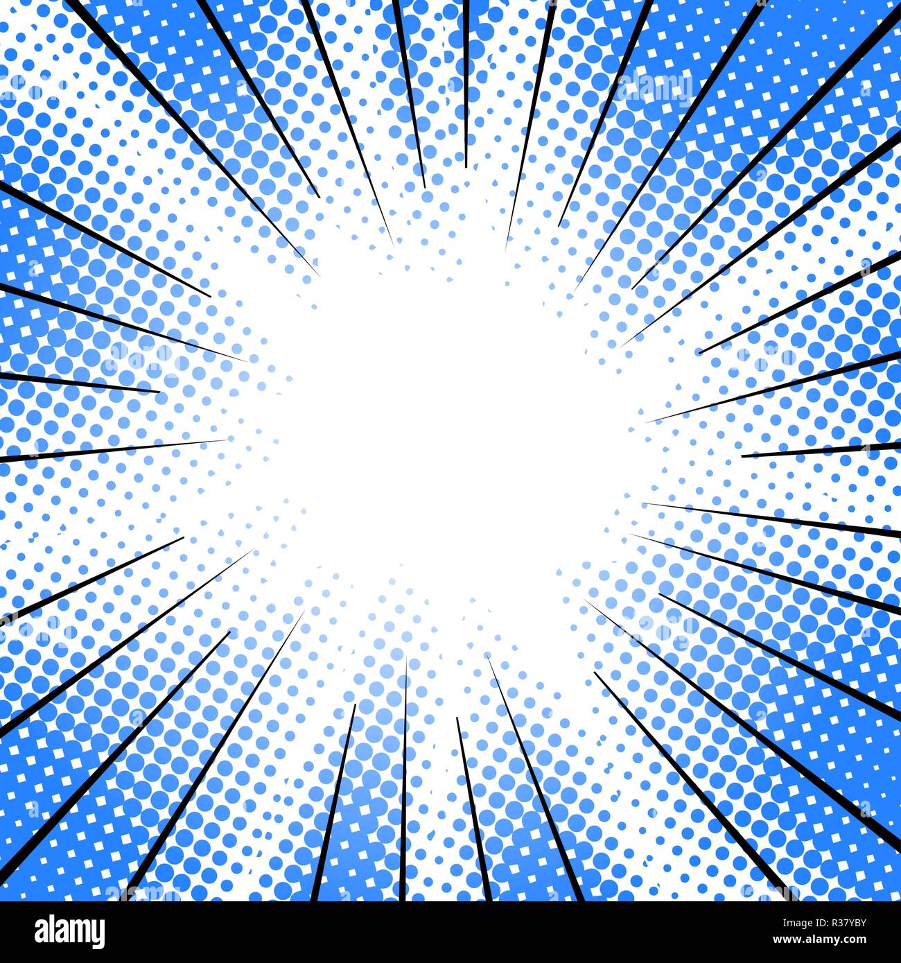 Mouvement de vitesse radiale lignes. Effet de demi-ton style manga comique abstract background Illustration de Vecteur
