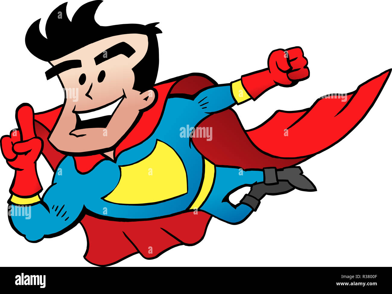 Cartoon Vector illustration d'un super héros volant Banque D'Images