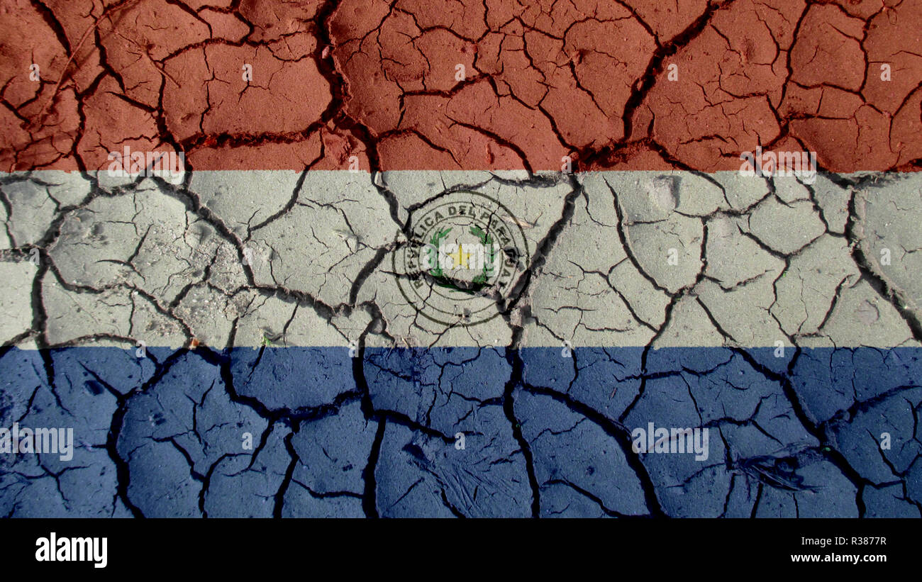 Crise politique ou de l'environnement Concept : La boue fissures avec le Paraguay Flag Banque D'Images