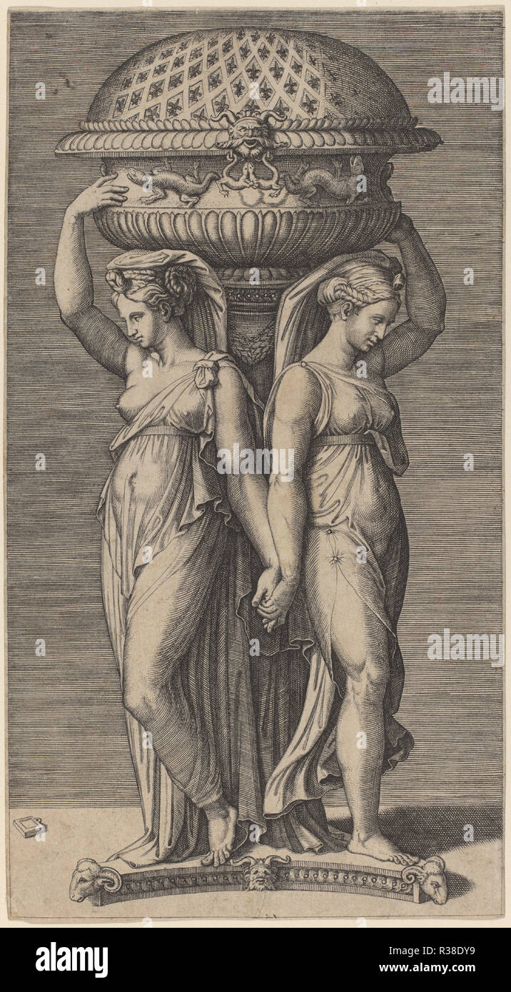 Un encensoir. Technique : gravure. Musée : National Gallery of Art, Washington DC. Auteur : Marcantonio Raimondi. Banque D'Images