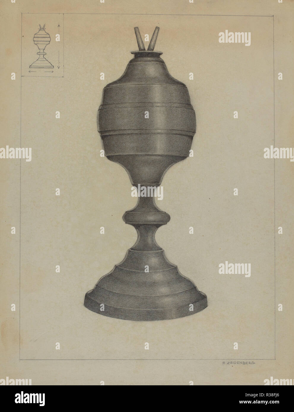 Lampe. En date du : ch. 1936. Dimensions : hors tout : 29,8 x 23,2 cm (11 3/4 x 9 1/8 in.). Médium : graphite sur papier. Musée : National Gallery of Art, Washington DC. Auteur : A. Zaidenberg. Banque D'Images