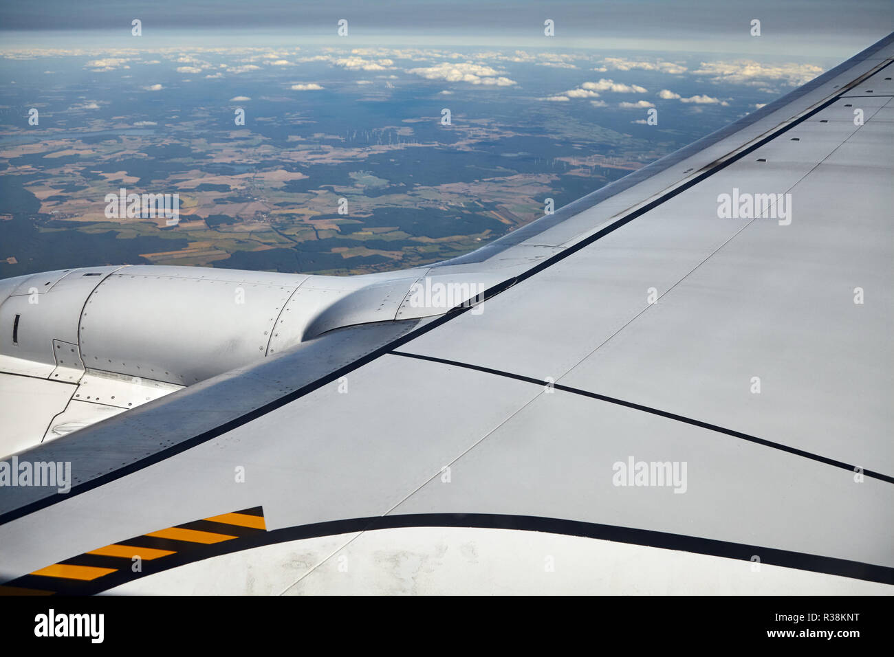 Close up photo d'une aile d'avion, selective focus. Banque D'Images