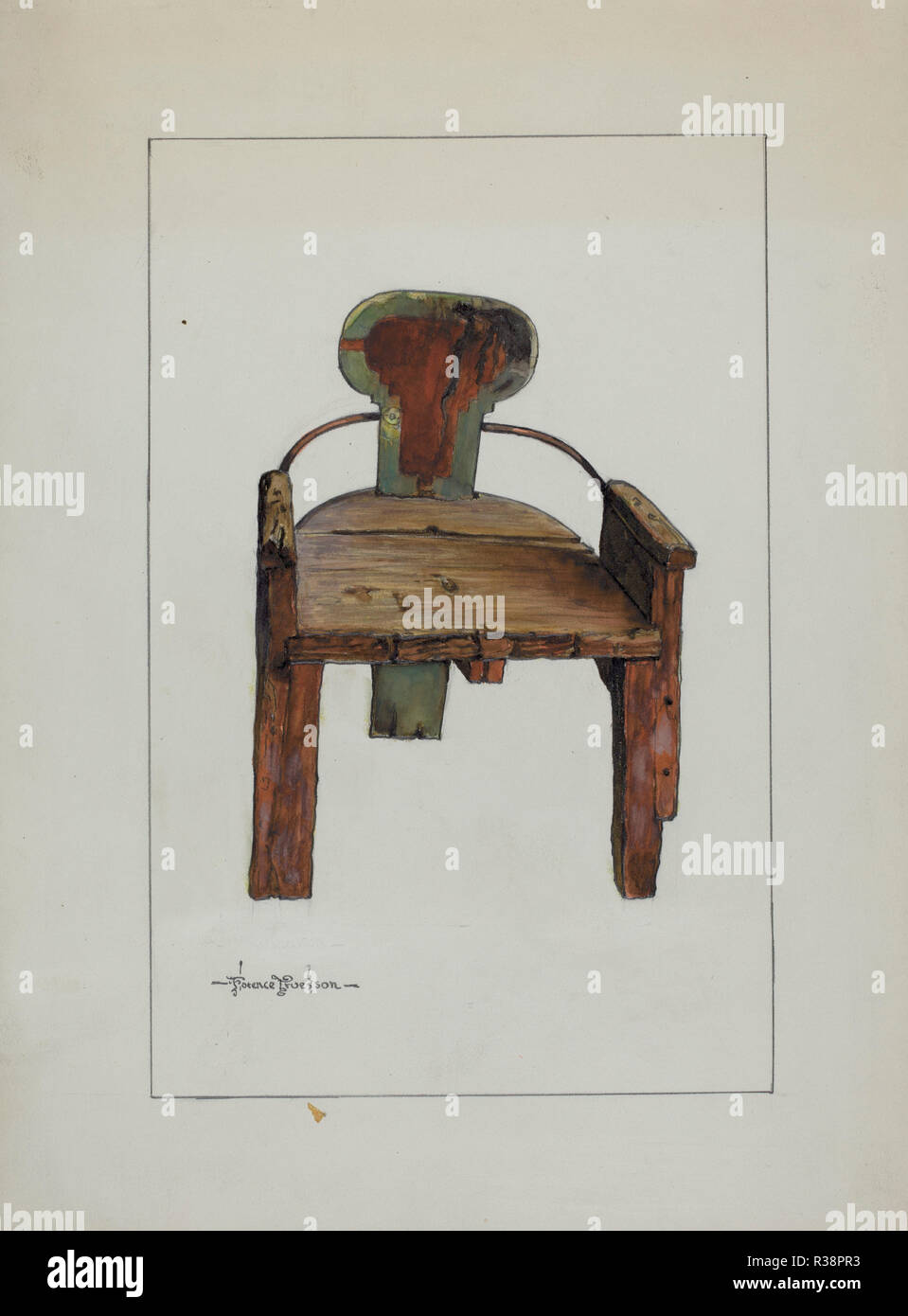 Chaire de traîneau. En date du : ch. 1937. Dimensions : hors tout : 31,8 x 23,4 cm (12 1/2 x 9 3/16 in.) Objet : SAI Original 22' de large ; 65 1/2" de haut. Médium : aquarelle et graphite sur papier. Musée : National Gallery of Art, Washington DC. Auteur : Florence Truelson. Banque D'Images