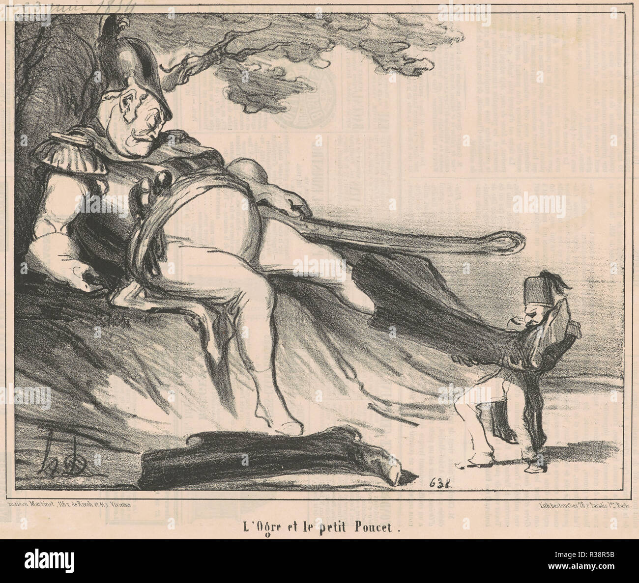 L'ogre et le petit poucet. Date : le 19e siècle. Technique : lithographie. Musée : National Gallery of Art, Washington DC. Auteur : Honoré Daumier. Banque D'Images