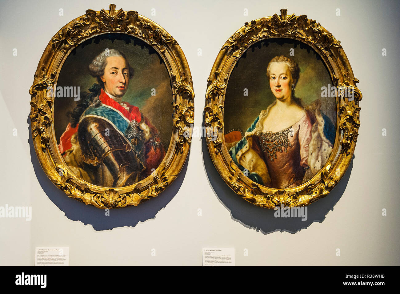 Portraits d'électeur de Bavière Maximilien Joseph 3ème et l'électeur de Bavière Anna Maria autour de 1755, National Museum, Munich Banque D'Images