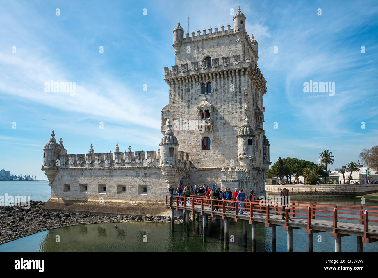 La Torre de Belém, La Tour de Belém ou Tour de Saint Vincent, Belém, Lisbonne, Portugal Banque D'Images