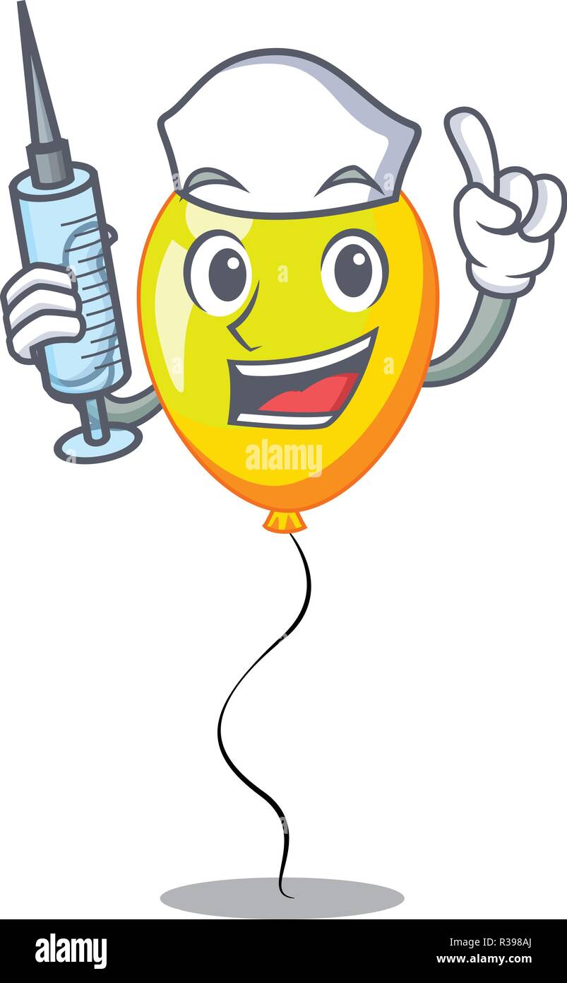 Ballon jaune infirmière dans l'air battant cartoon Image Vectorielle Stock  - Alamy