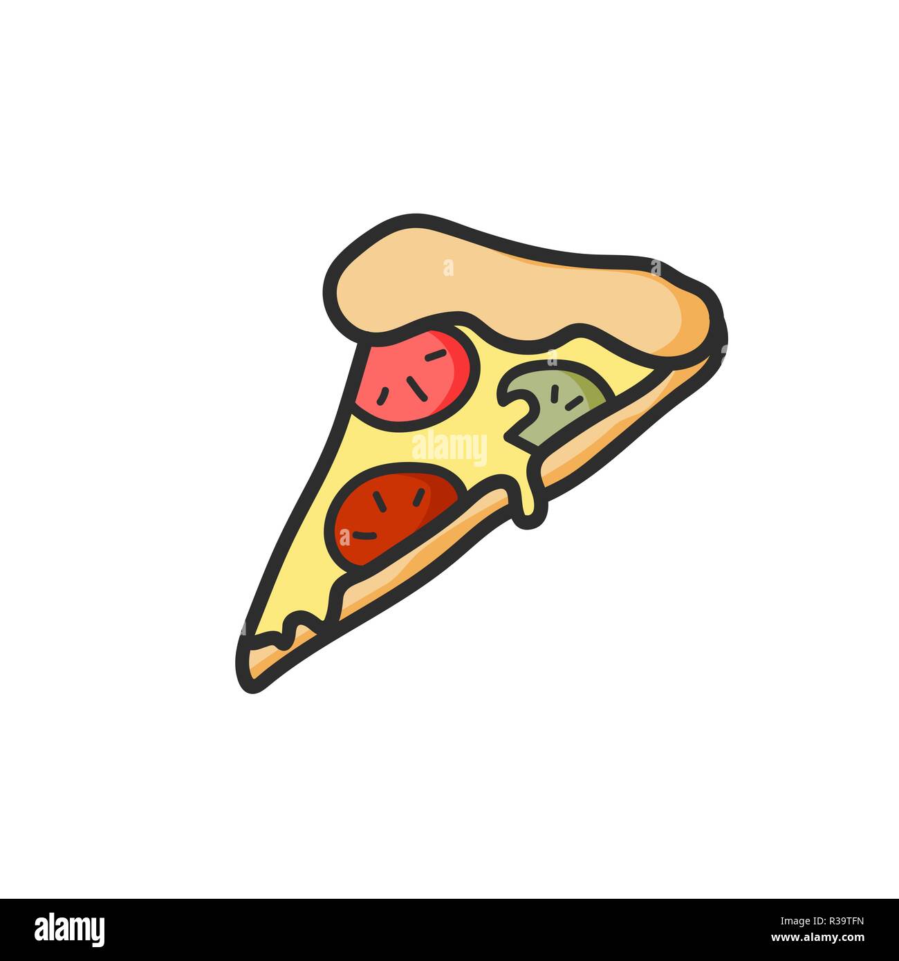 Cute Tranche De Pizza Dessin La Malbouffe Vector Isoles L Illustration Image Vectorielle Stock Alamy