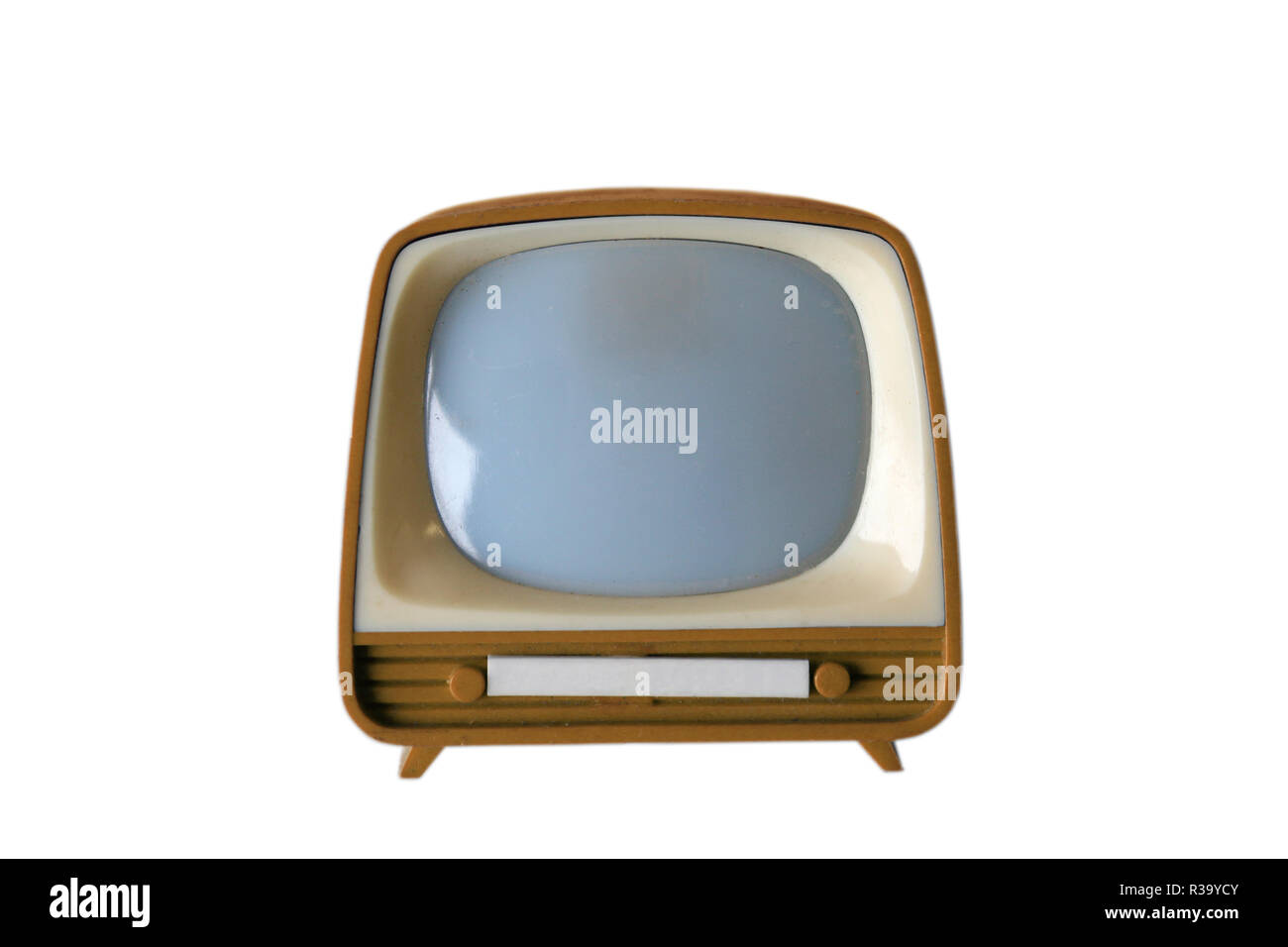 Jouet en plastique plat television isolé sur un fond blanc, close-up Banque D'Images