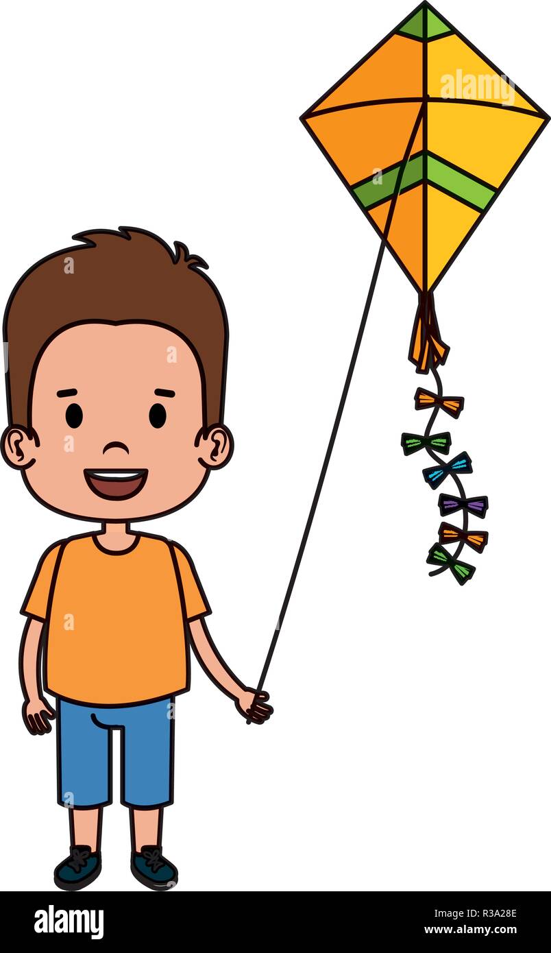 Little Boy flying kite Illustration de Vecteur