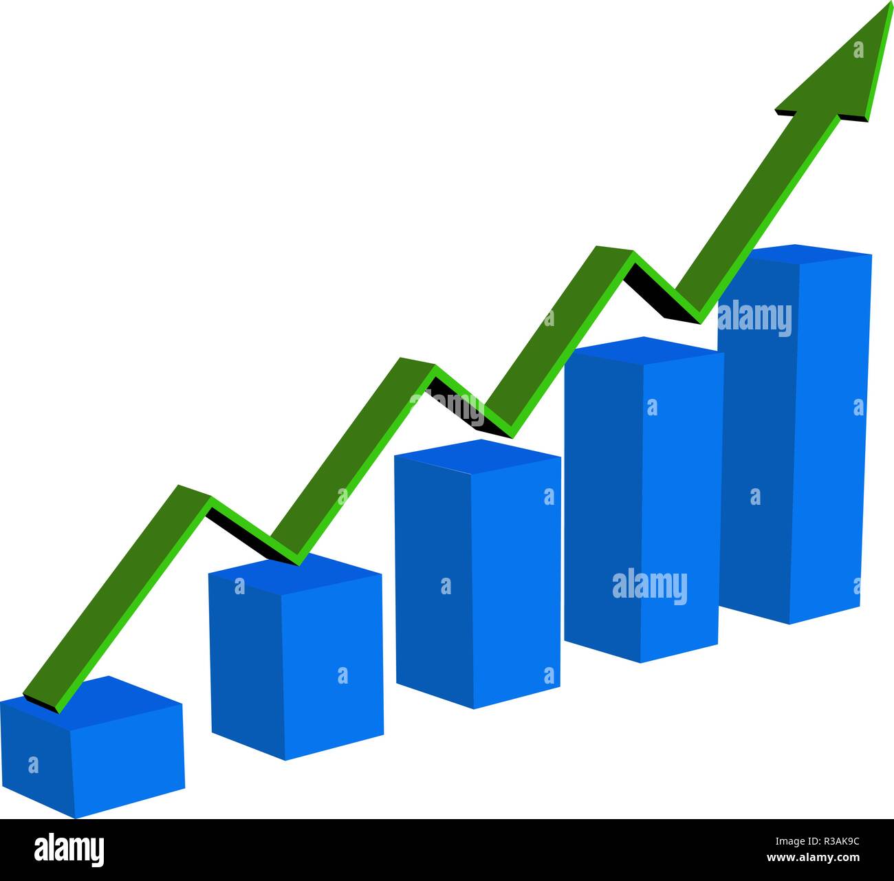 Tendance financière. Up La 3D graphique flèche Illustration de Vecteur