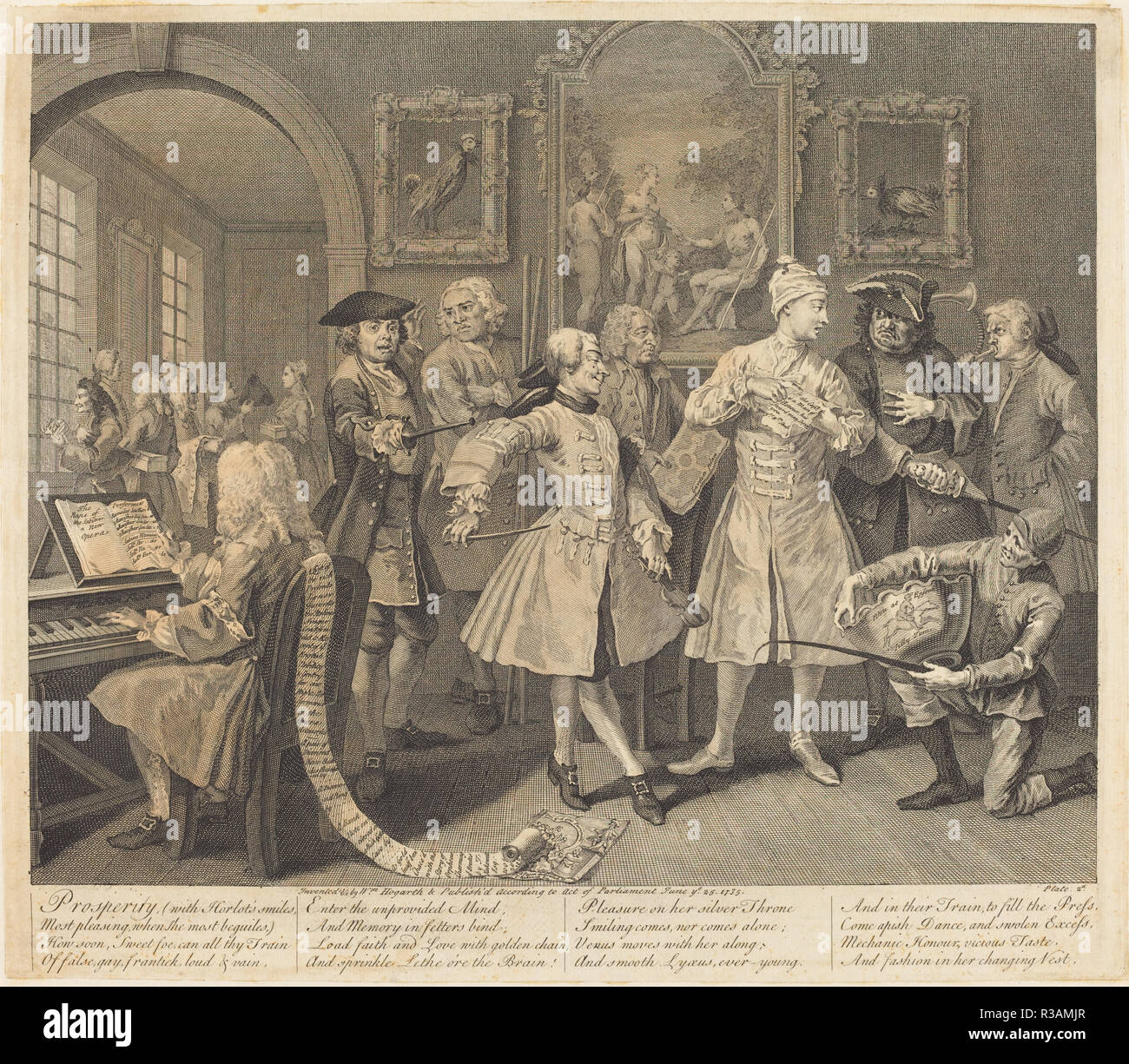 Un Rake's Progress : pl.2. En date du : 1735. Technique : gravure et gravure. Musée : National Gallery of Art, Washington DC. Auteur : William Hogarth. Banque D'Images