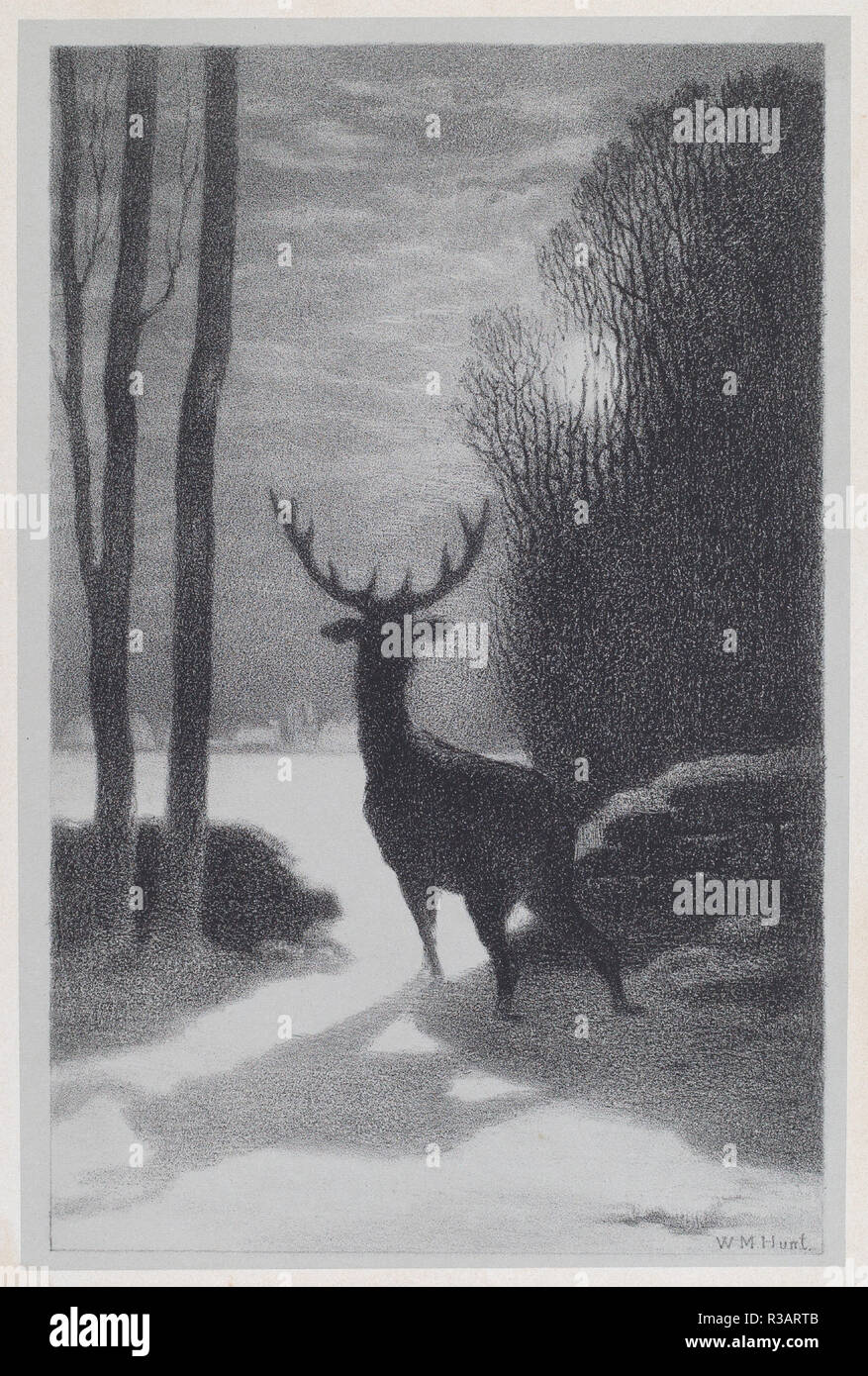 Dans l'enterrement de la Lune. En date du : 1857. Dimensions : image : 245 x 162 mm feuille : 354 x 280 mm. Technique : lithographie. Musée : National Gallery of Art, Washington DC. Auteur : William Morris Hunt. Banque D'Images