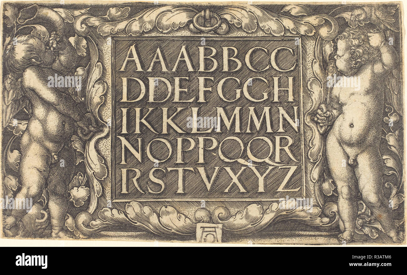 L'alphabet. En date du : ch. 1525/1555. Technique : gravure. Musée : National Gallery of Art, Washington DC. Auteur : Heinrich Aldegrever. Banque D'Images