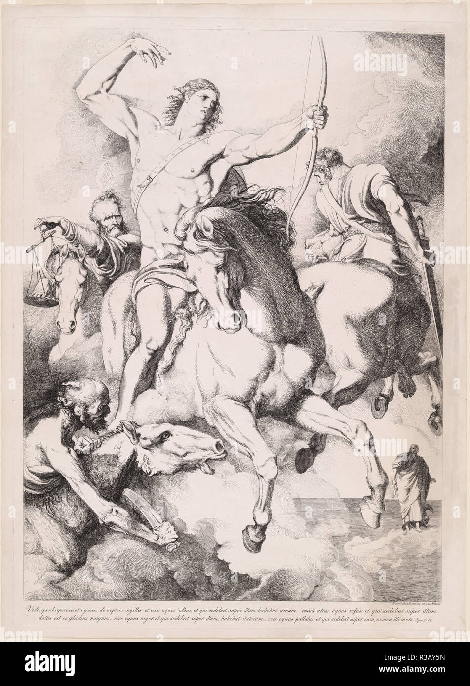 Vidi, quod aperuisset agnus... (Les quatre cavaliers de l'Apocalypse). En date du : 1809/1810. Fiche technique : Dimensions : 65,4 x 48 cm (25 3/4 x 18 7/8 in.) : 63,2 x 45,5 plaque cm (24 7/8 x 17 15/16 po.). Technique : gravure. Musée : National Gallery of Art, Washington DC. Auteur : Luigi Sabatelli I. Banque D'Images