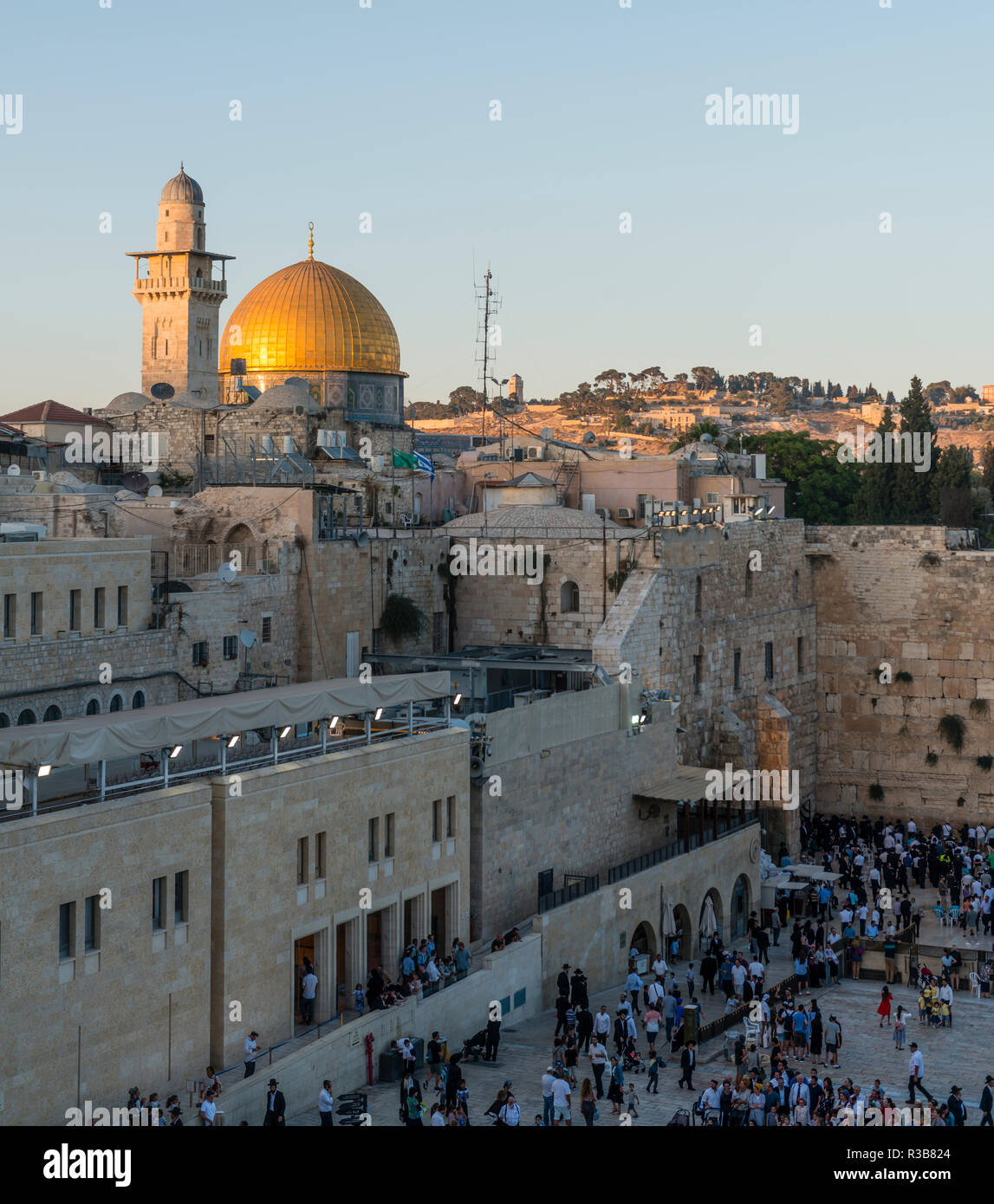 Dôme du Rocher, également Qubbat As-sachra, Kipat Hasela, avec mur des lamentations, vieille ville, Jérusalem, Israël Banque D'Images