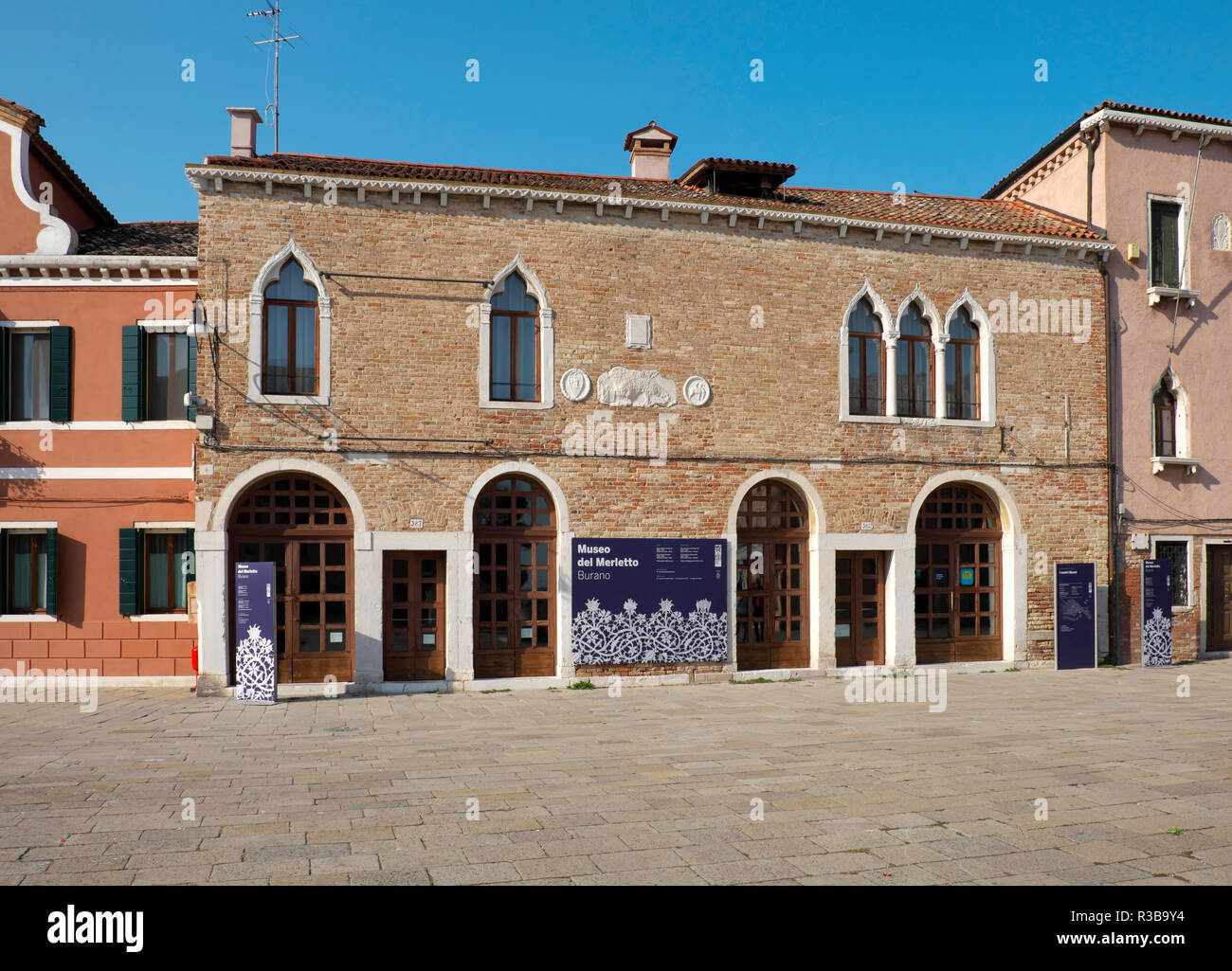 Museo del Merletto, Musée de la Dentelle Broderie, île de Burano, Venise, Vénétie, Italie Banque D'Images