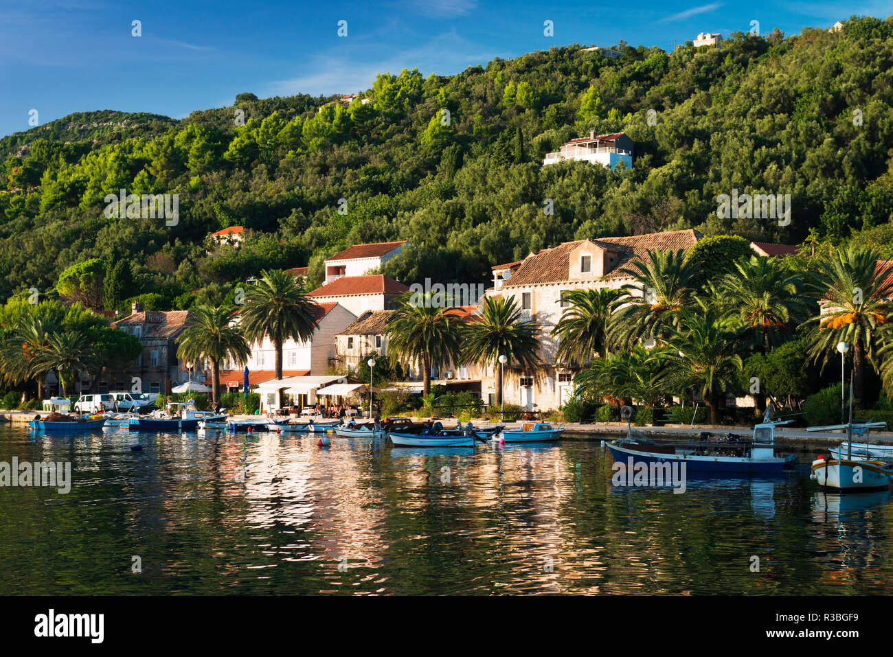 Le village de Sipanska Luka, l'île de Sipan, côte dalmate, en Croatie Banque D'Images