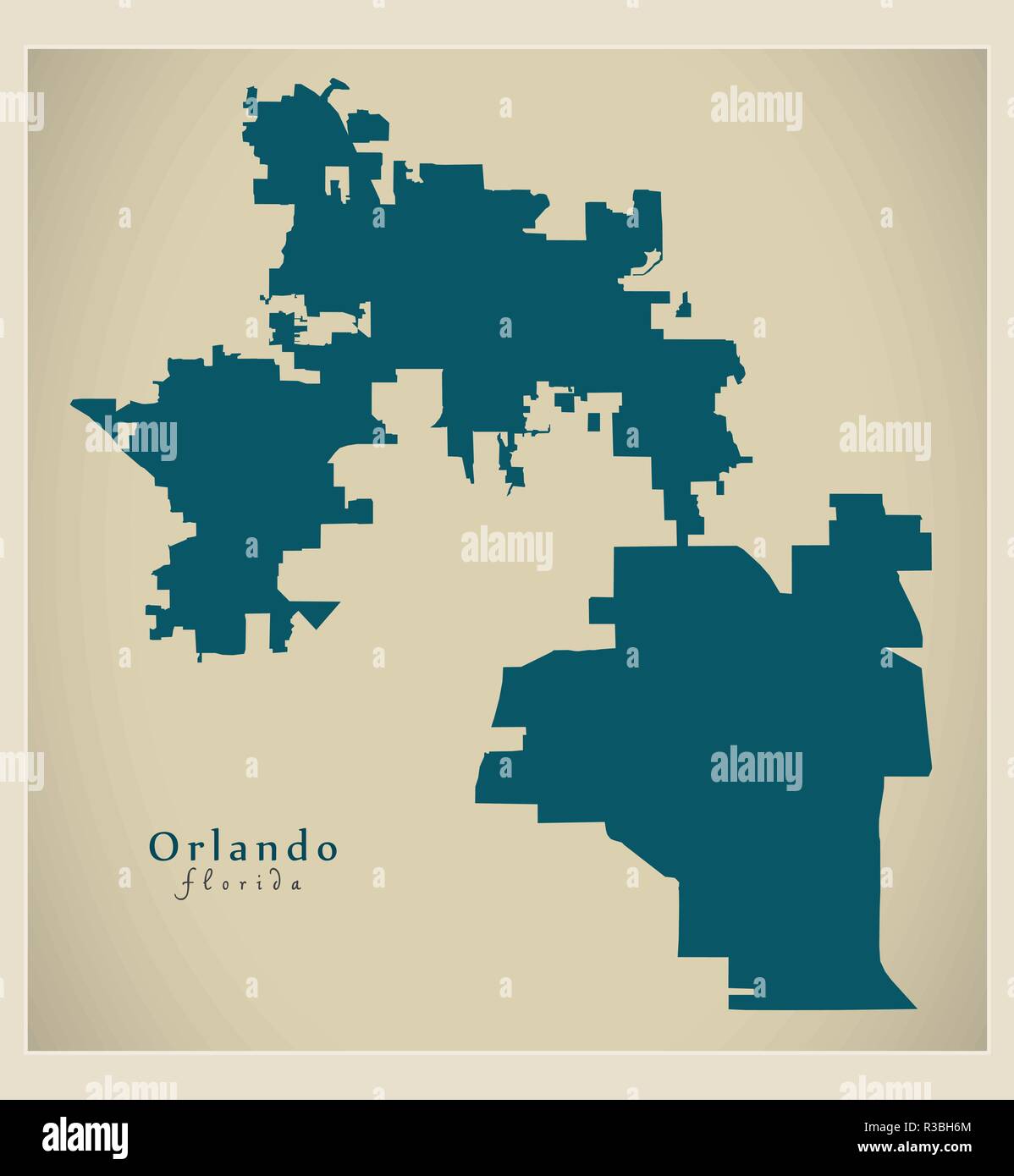 Plan de la ville moderne - Orlando Floride Ville de l'USA Illustration de Vecteur