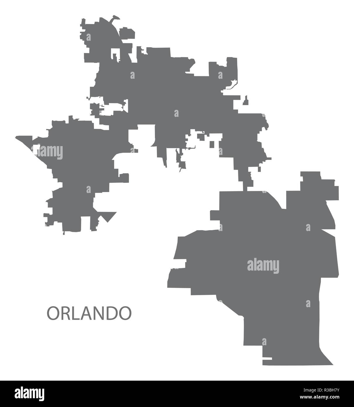 Plan de la ville d'Orlando en Floride gris illustration forme silhouette Illustration de Vecteur