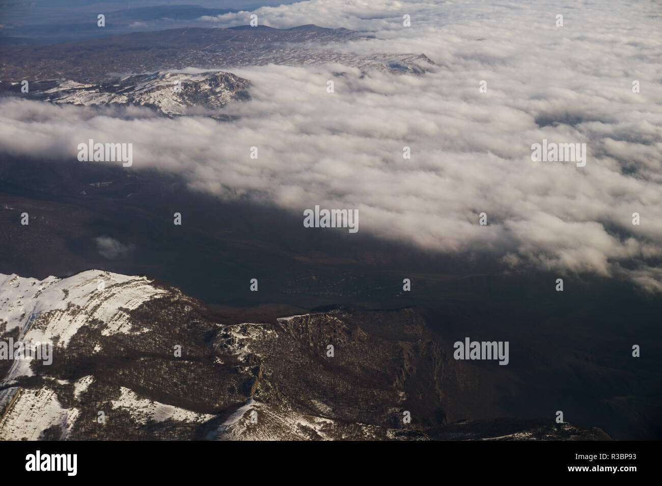 Mont Snow nuages paysages d un avion dans le ciel Banque D'Images