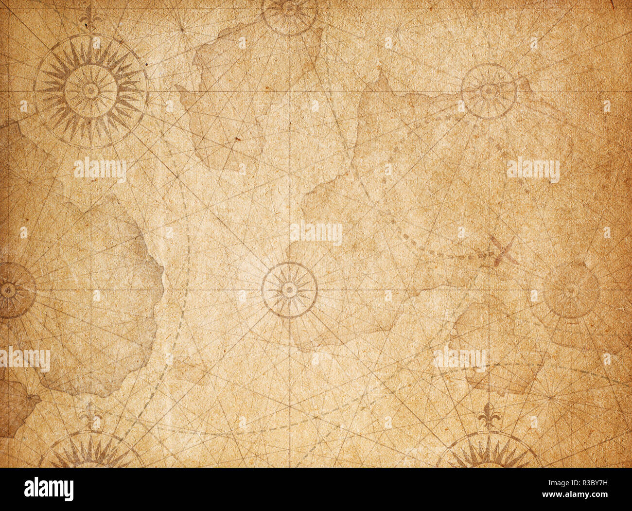 Carte du monde médiéval vintage nautique Banque D'Images