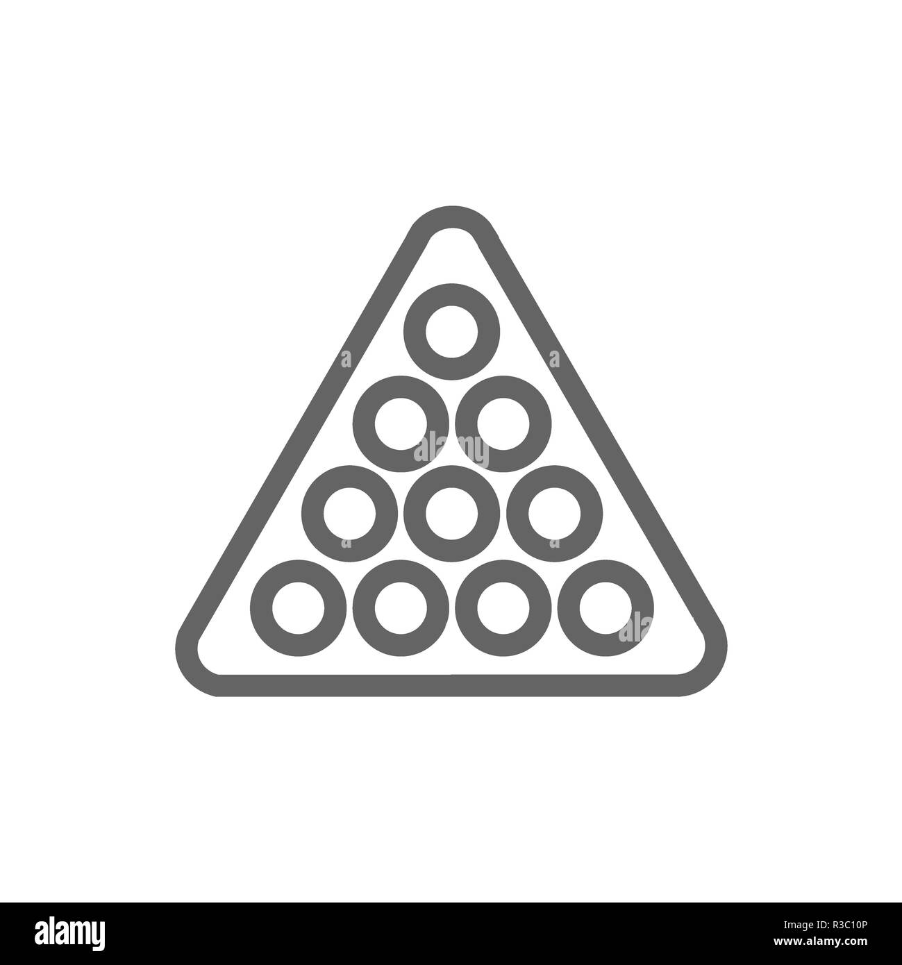 Boules de billard simple dans l'icône de la ligne du triangle. Signe et symbole illustration design. Isolé sur fond blanc Banque D'Images