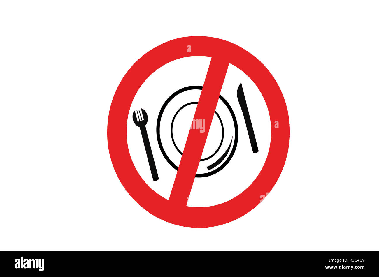 Les panneaux d'interdiction de symbole de la nourriture et des boissons interdites. Banque D'Images