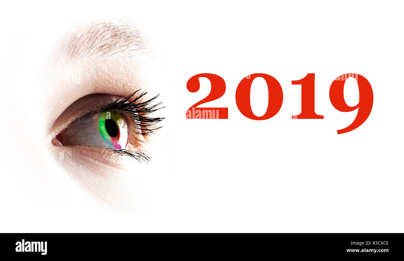 Arc-en-ciel coloré et des yeux féminins 2019 de couleur blanc plus d'éclaboussures Banque D'Images