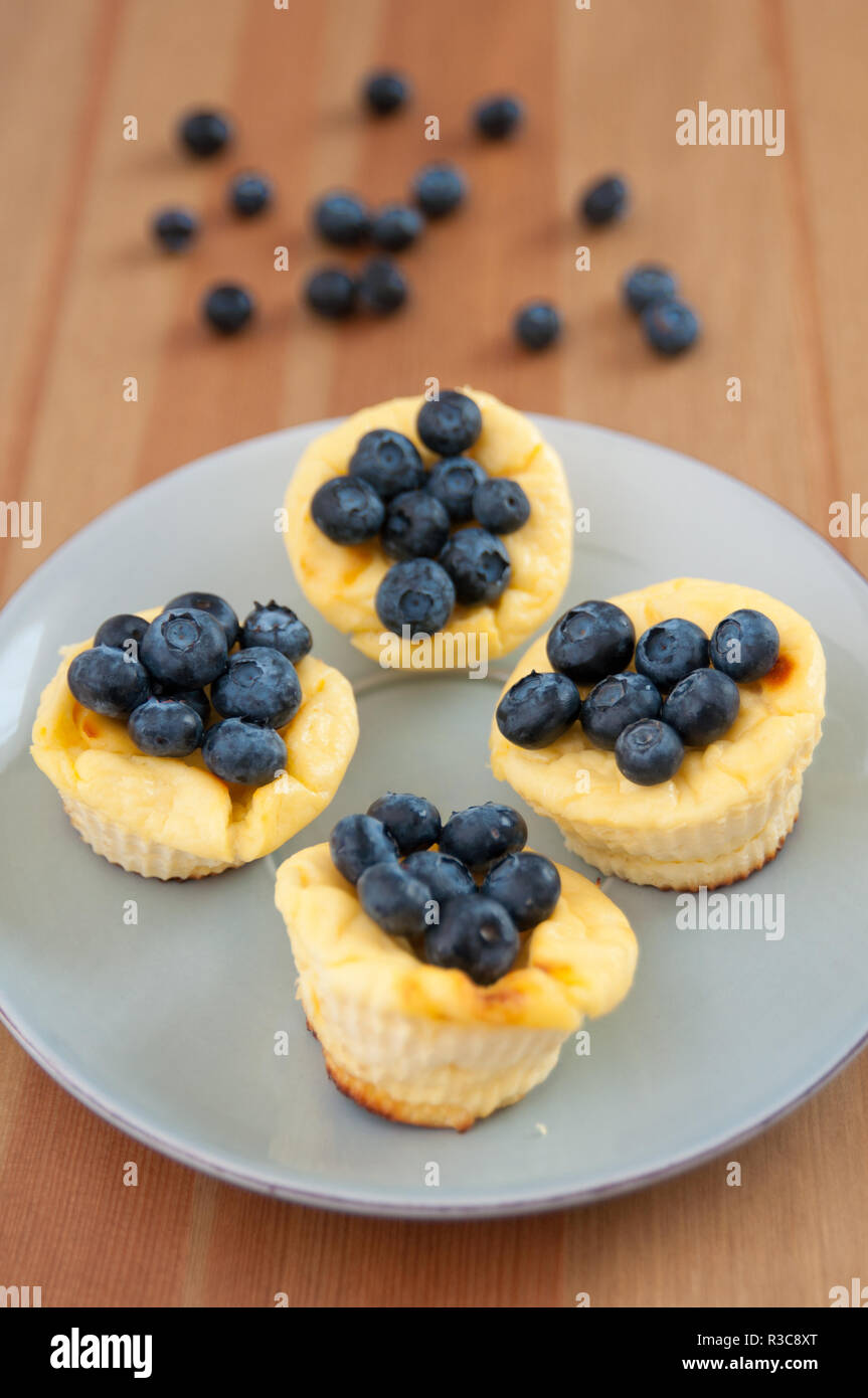 Gâteau au fromage au citron muffins aux bleuets Banque D'Images