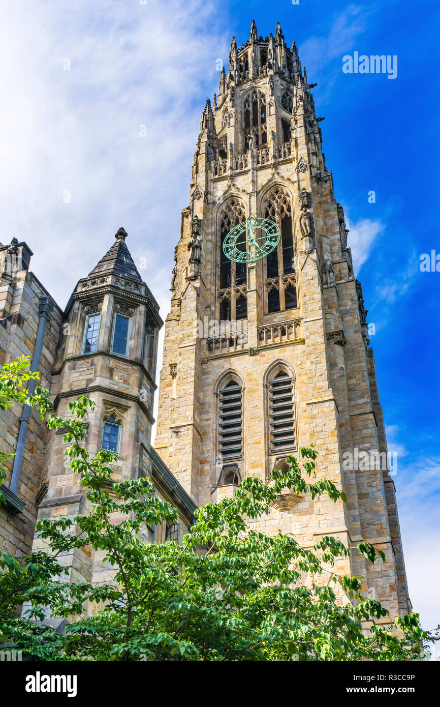 Harkness Tower, Yale University, New Haven, Connecticut. Achevé en 1922 dans le cadre du Memorial quadrangle. Banque D'Images