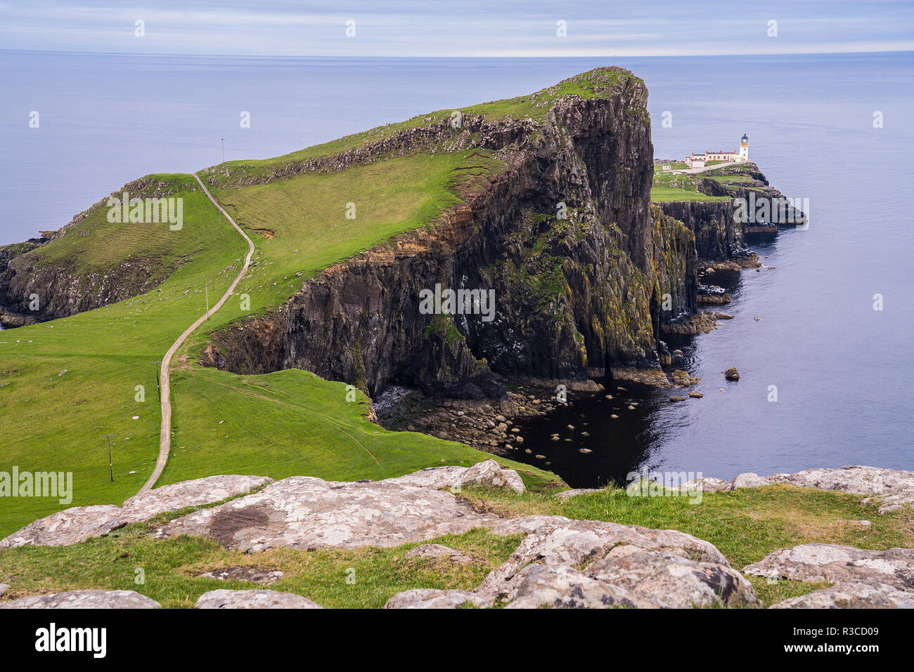 Neist Point Lighthouse, une attraction touristique, Ecosse, Royaume-Uni Banque D'Images