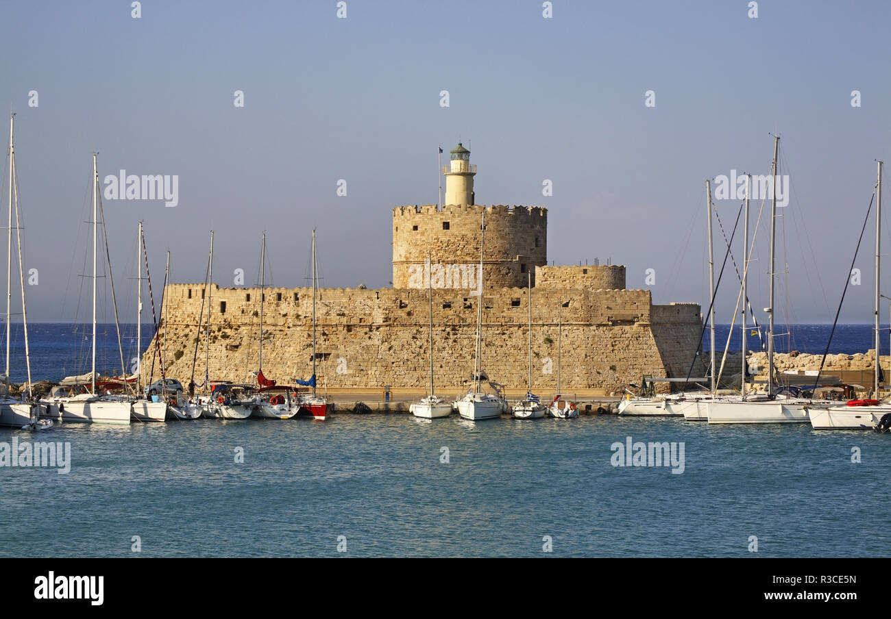 Fort de Saint Nicolas dans la ville de Rhodes. L'île de Rhodes. Grèce Banque D'Images