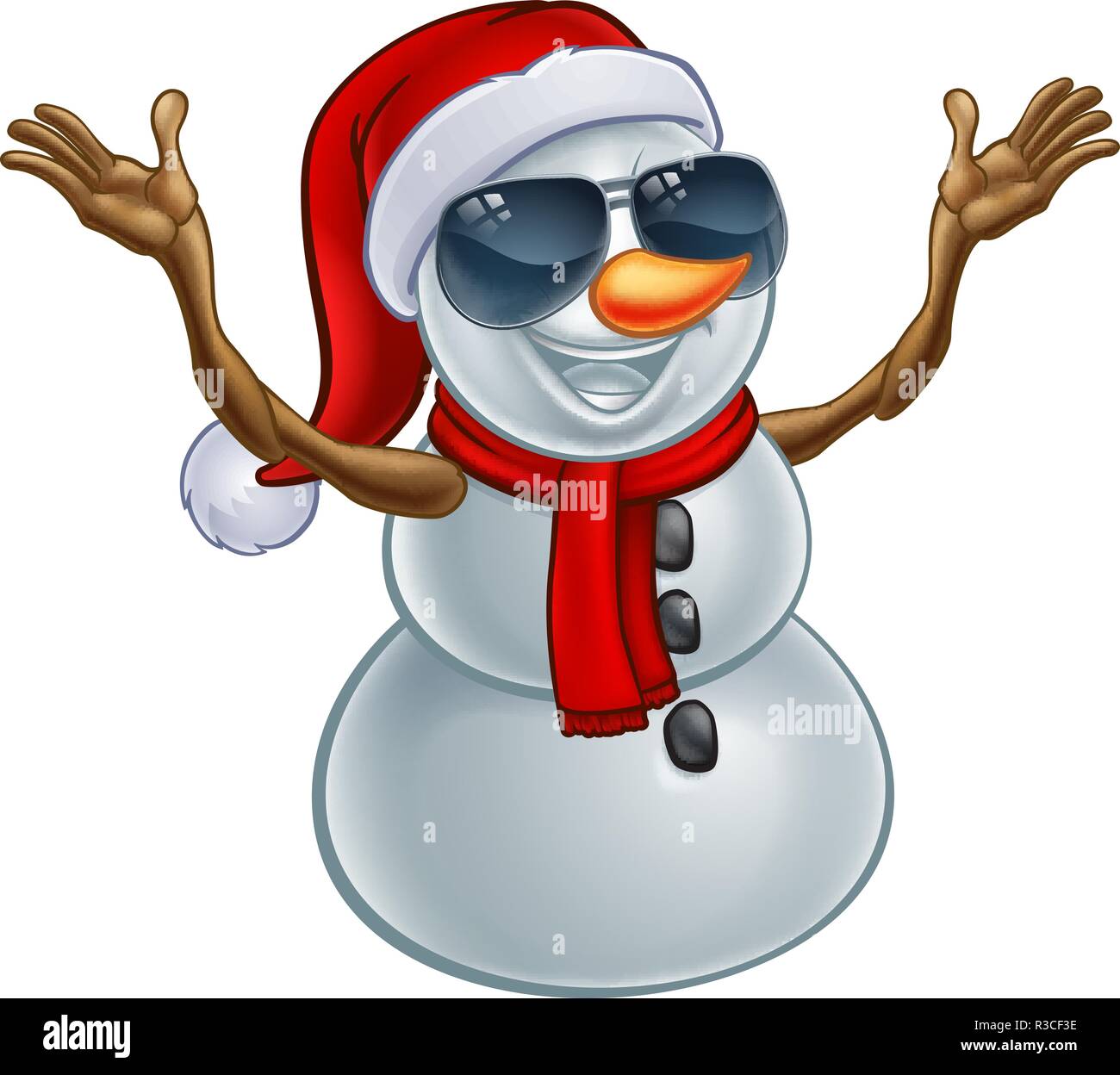 Cool Christmas Snowman in Santa Hat and Sunglasses Illustration de Vecteur