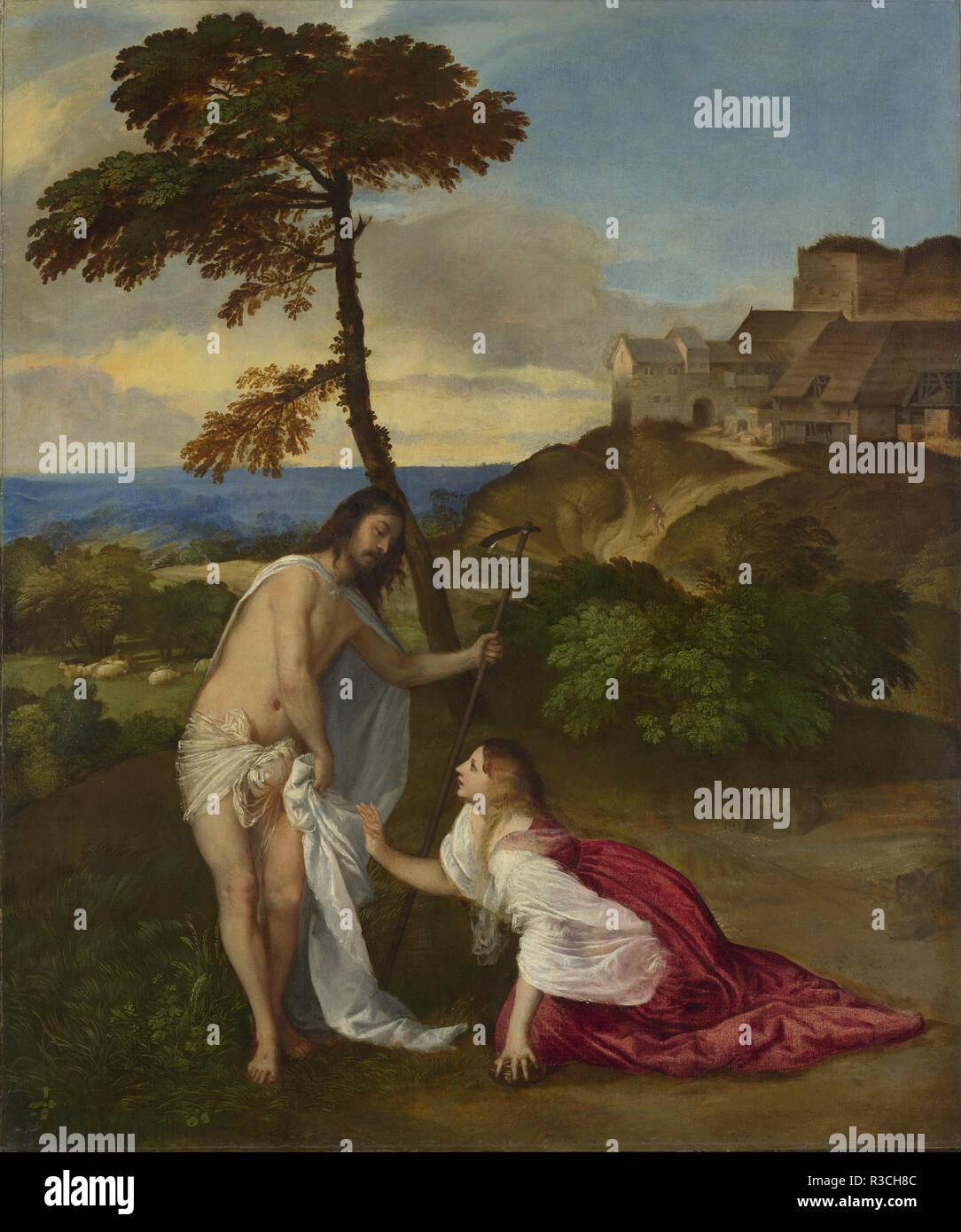 Noli Me Tangere. Date/période : 1511 / 1510s. La peinture. Huile sur toile. Hauteur : 110,5 cm (43,5 in) ; Largeur : 91,9 cm (36,1 in). Auteur : Titien. Banque D'Images