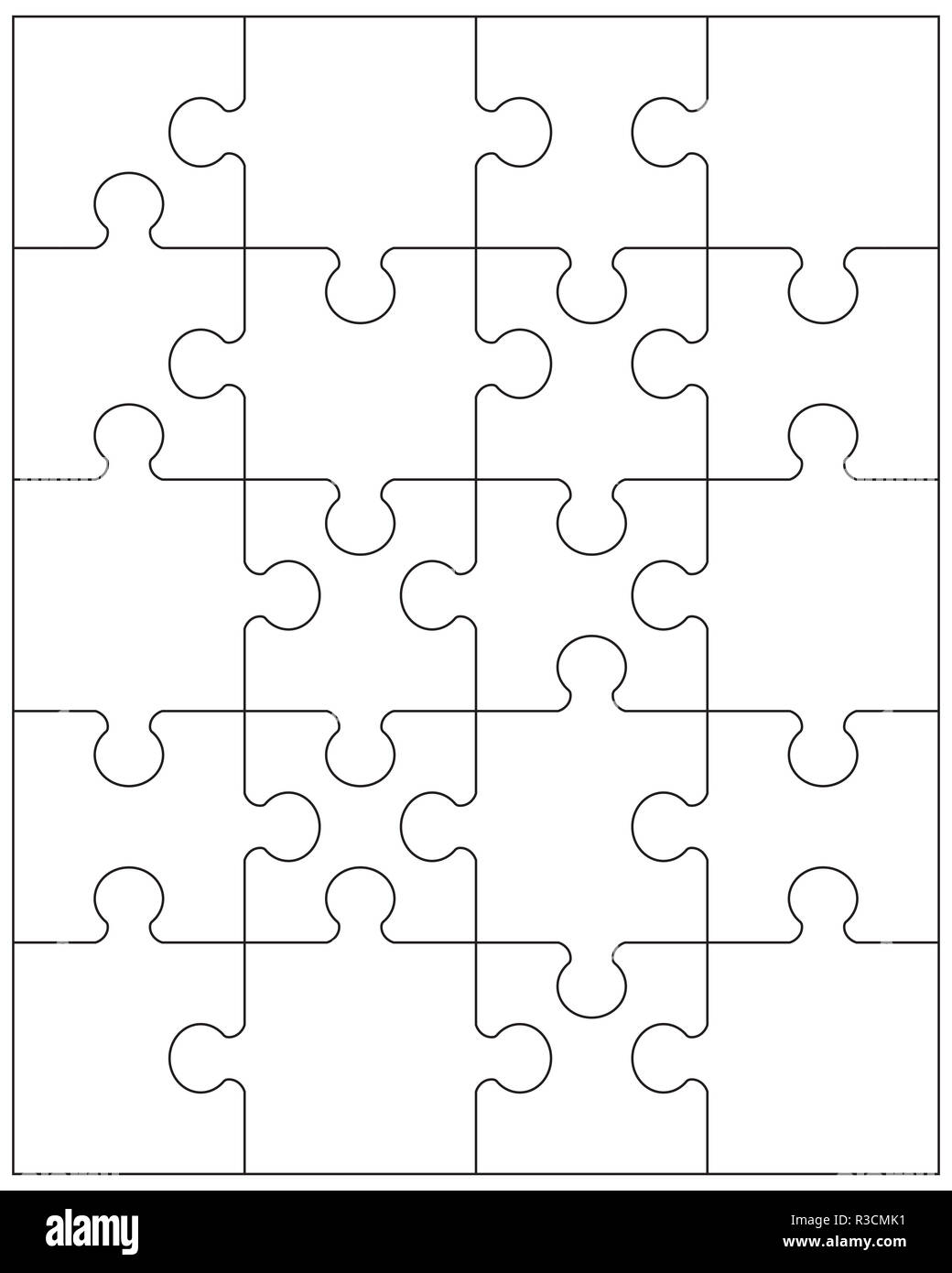 Vector illustration of white puzzle, pièces séparées Banque D'Images