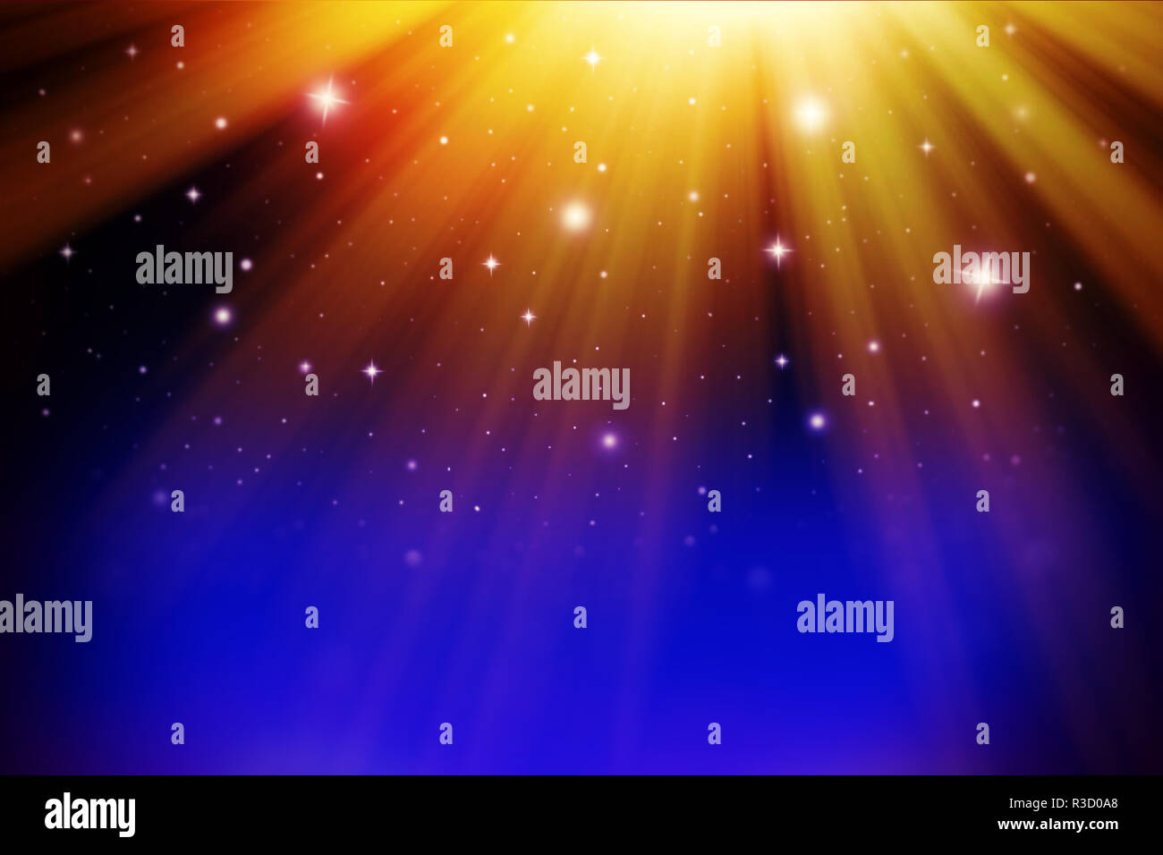 Les rayons de lumière et d'étoiles Banque D'Images