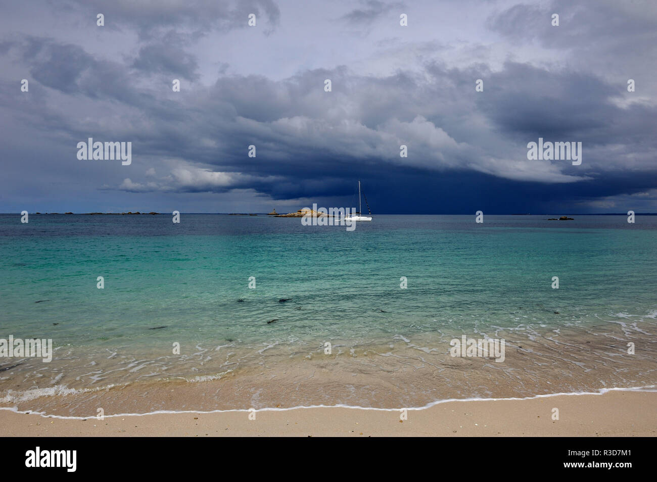 Les Îles Glénan, archipel(Bretagne, nord-ouest de la France) : ile de l'île Saint-Nicolas Banque D'Images