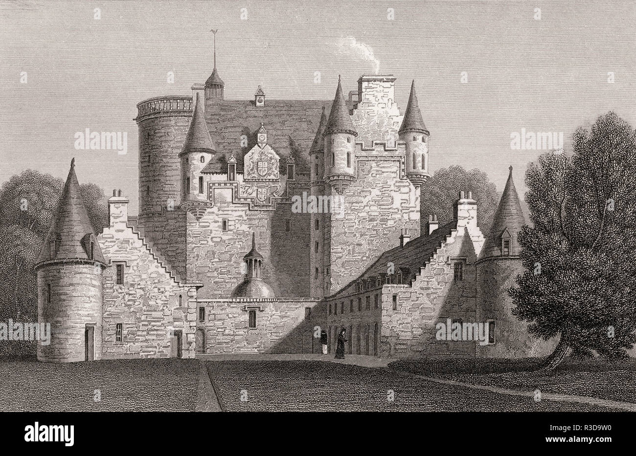 Château Fraser, près de Kemnay, Aberdeenshire, 19e siècle, de l'Athènes moderne par Th. H. Shepherd Banque D'Images