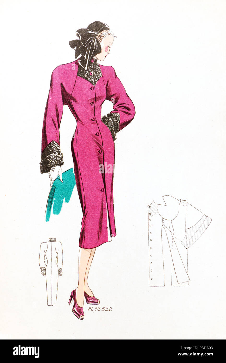 Finition rouge élégant décoré avec le motif de la fourrure Banque D'Images