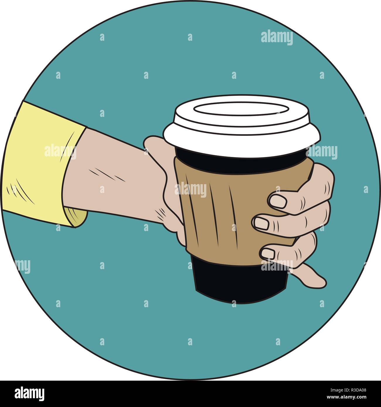 Vector illustration. la main avec tasse de café Illustration de Vecteur
