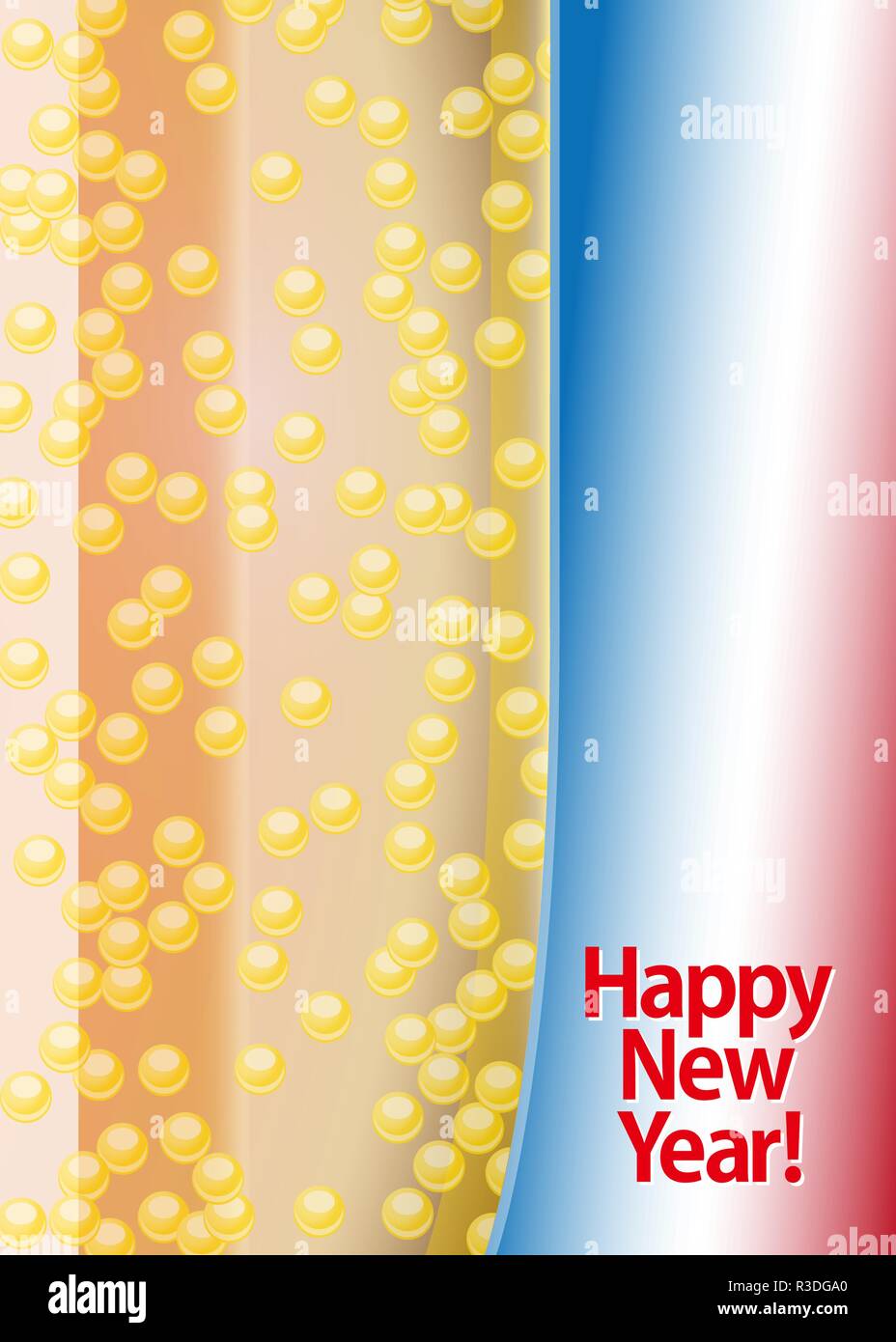 Bonne Année et de Champagne français avec des bulles dans un verre Illustration de Vecteur
