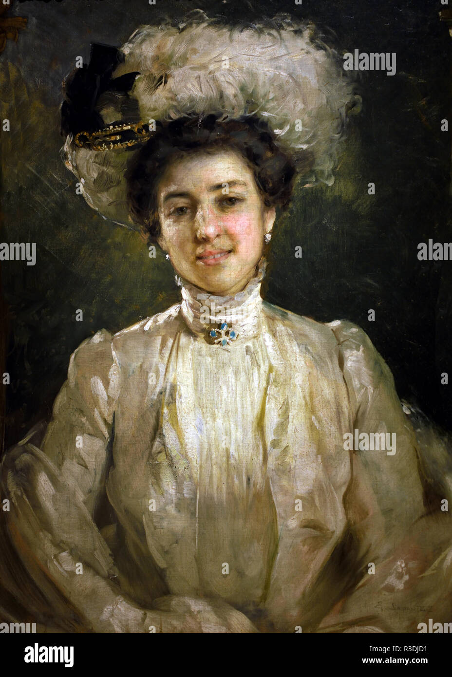 Ritratto della moglie Antonietta - Portrait de la dame Frane 1900 Edgardo Saporetti (1865-1909), l'Italie, l'Italie. Banque D'Images