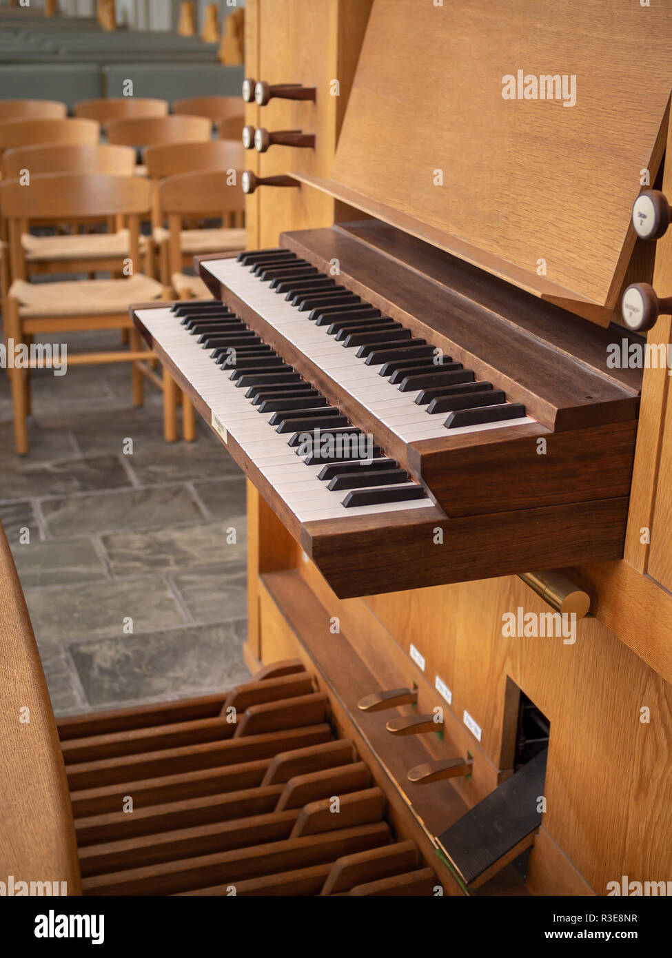 Clavier d'orgue, side view Banque D'Images