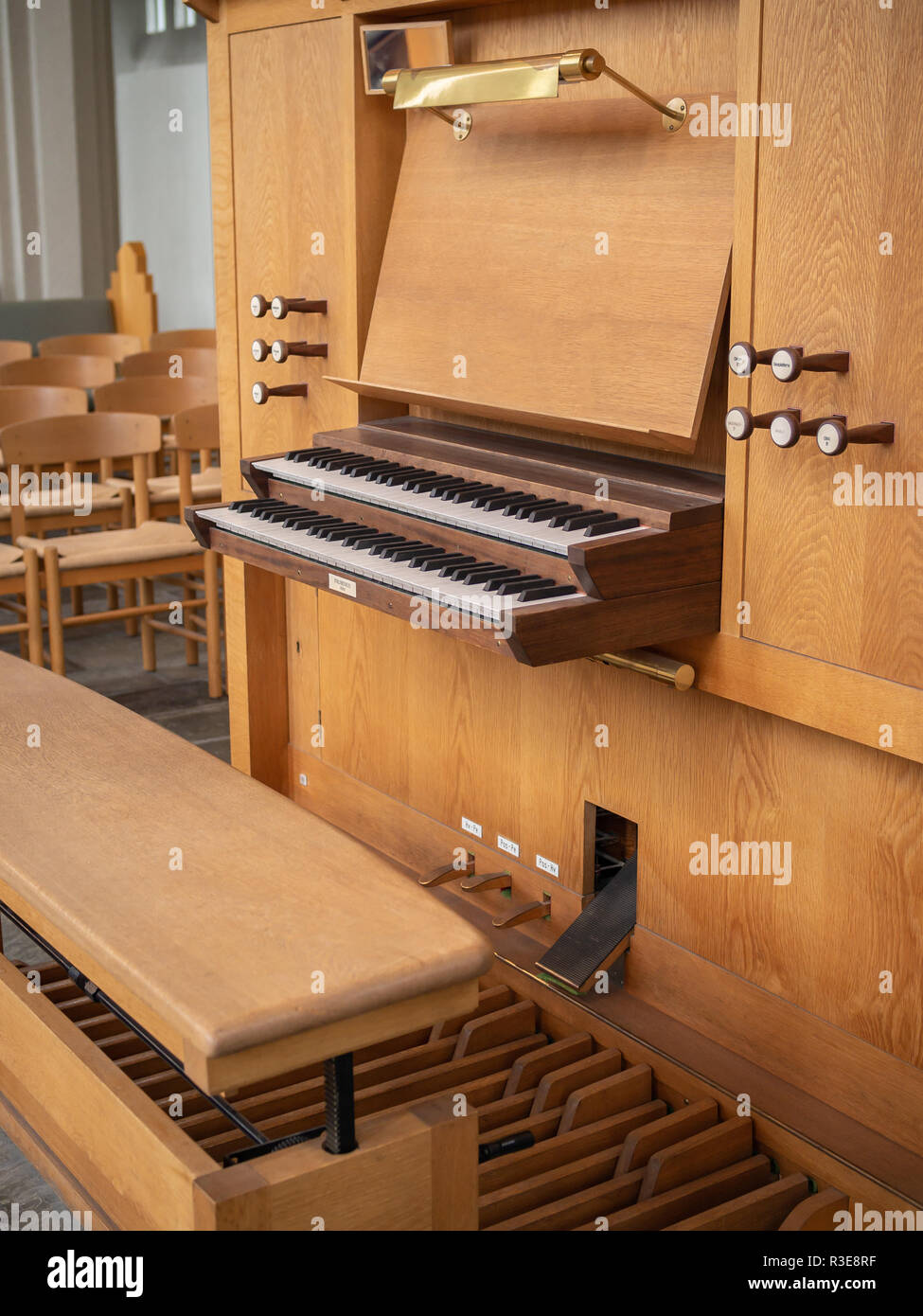 Clavier d'orgue, side view Banque D'Images