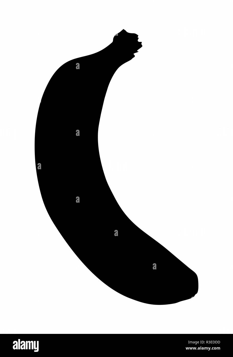 Silhouette sombre d'une seule banane sur fond blanc Illustration de Vecteur